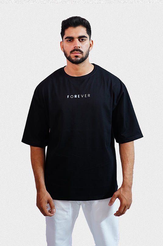 Forever Oversized Black Shirt - Raah.pk