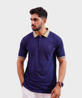 Premium Navy Blue PK Polo Shirt with Embroidered Detailing - Raah.pk